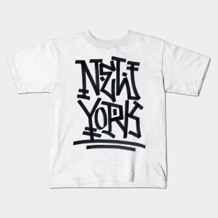 New York Tag 2 ( Black on white) Kids T-Shirt